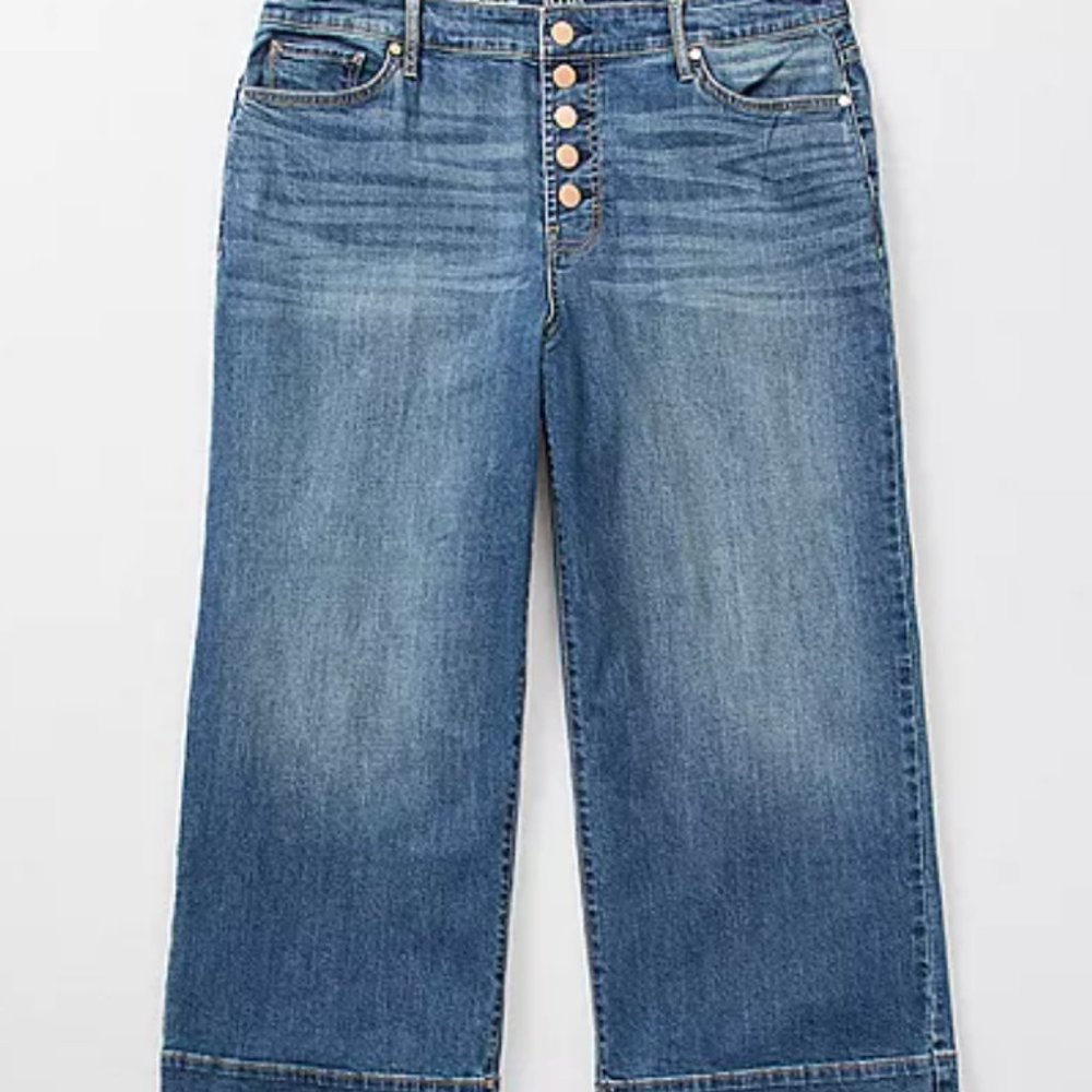 a.n.a - Plus Stretch Fabric Womens High Rise Regular Fit Wide Leg Cropped Jean